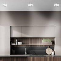 BRILONER - Set of 3 EEK A LED recessed spotlights 230V swivelling, Each 2W at 360lm and 50,000h Light, Neutral White Light, LED Spotlight, Flat, Ceiling spotlights, 68mm Hole Size, 90x24mm, White
