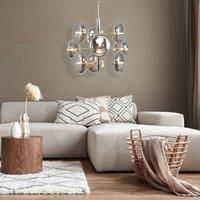 Nve Explosion hanging light 9-bulb, chrome/smoke gray