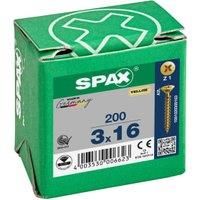 SPAX 1081020300163 Universal Countersunk Phillips Z Multi Head Fully Threaded Galvanised Yellow Passivated A2L (3.0 x 16 mm) Pack of 200, 3,0 x 16 mm