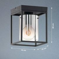 Fischer & Honsel | Samu Ceiling Light, Sand-Black, Glass, Smoke-Coloured, Clear, Length: 16.00 cm, Width: 16.00 cm, Extent Ceiling: 20.50 cm, 1x E27 max. 40.0 watts, 21303