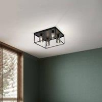 Fischer & Honsel | Iska Ceiling Light, Sand-Black, Glass, Smoke-Coloured, Clear, Length: 45.00 cm, Width: 45.00 cm, Extent Ceiling: 20.50 cm, 4X E14 max. 10.0 watts, 21319