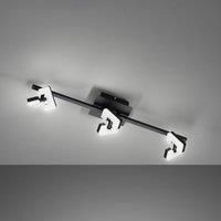 FISCHER & HONSEL Ray LED ceiling light, 60 cm, 3-bulb, black, metal