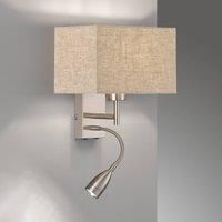 FISCHER & HONSEL Dream wall lamp, reading light, linen, sand/nickel