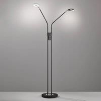 FISCHER & HONSEL Dent LED floor lamp, dimmable, CCT, 2 x 6W black