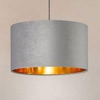 FISCHER & HONSEL Aura hanging light velvet lampshade, 40 cm, grey