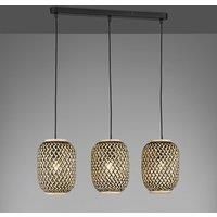FISCHER & HONSEL Hummel hanging light, made of bamboo, 3-bulb