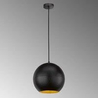Fischer & Honsel Pendant Light Mylon Ball 1 Bulb Black with Gold Interior Lampshade
