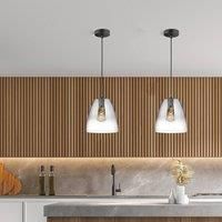 Fischer & Honsel Miro 60840 Pendant Light Sand Black Glass Smoked to Clear Diameter 20 cm Ceiling 150 cm 1x E27 Max. 40 Watt