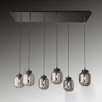 FISCHER & HONSEL Regi pendant light Regi, glass, smoky grey, 6-bulb