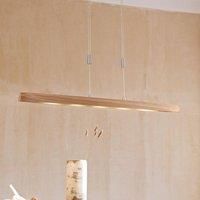 FISCHER & HONSEL Shine-Wood LED pendant light, oak wood/nickel, 106 cm, CCT