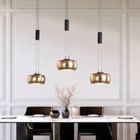 FISCHER & HONSEL Colette LED pendant light, 3-bulb gold/black