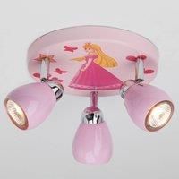 BRILLIANT lamp Princess LED spot Roundel 3flg Pink | 3X LED-PAR51, GU10, 3W LED Reflector Lamps Included, (250lm, 3000K) | Scale A ++ to E | Heads swiveling
