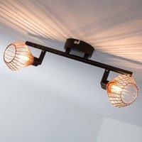Brilliant Copper-black ceiling light Dalma - 2-bulb