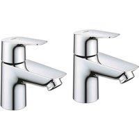 Grohe BauEdge Basin Pillar Taps, Silver