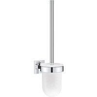 GROHE Start Cube Toilet Brush Set with QuickGlue A1 (Wall Mounted, Durable Sparkling Sheen, Including Screws and Dowels), Size 399mm, Extra Easy to Fit, Chrome, 40977000