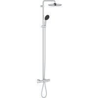 GROHE Vitalio Start 250 – Exposed Thermostatic Bath Shower with Aquadimmer Function (Round 25cm Head Shower 1 Spray: Rain, Round 11cm Hand Shower 2 Sprays: Rain & Jet, Water Saving), Chrome, 26988001