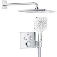 Grohe Precision SmartControl HP Rear-Fed Concealed Chrome Thermostatic Square Head Shower System 310 (309YX)