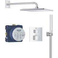 Grohe Precision 310 Cube HP Rear-Fed Concealed Chrome Thermostatic Cube Shower System (207YX)