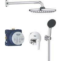 GROHE Start Edge - Concealed Shower System with 1 Lever Mixer and 2-Way Diverter (Shower Arm, 25 cm Head Shower, 11 cm Hand Shower 2 Sprays, Outlet Elbow 1/2" with Holder, Hose 1.5m), Chrome, 25293000