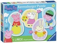 Ravensburger 6956 Peppa Pig-4 Large Shaped Jigsaw Puzzles (10, 12, 14, 16 Piece) for Kids Age 3 Years