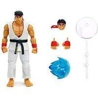 Jada - Street Fighter II Ryu, Articulated Figure 15 cm, with Interchangeable Hands and Head, Accessories and 20 Articulated Points (253252025), White