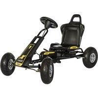 Ferbedo Go Kart at X-Racer Gokart Sound Steering Wheel and Pneumatic Tyres, from Approx. 3-8 Years 105007, Black/Yellow, 102 x 60 x 64 cm