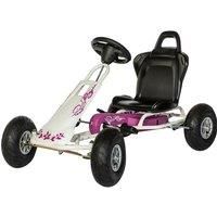 Ferbedo Air Runner (go-Kart in White/Pink with Sound Steering Wheel and Pneumatic Tyres, from Approx. 3-8 Years) 105014, Groß