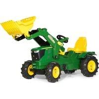 Rolly Toys Ride On John Deere 6210R Tractor with Frontloader and Pneumatic Tyres, Green