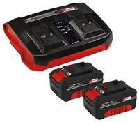 Einhell Original 18V 2x 4.0Ah Starter Kit (, 18 V, 2x 4.0Ah Batteries and Twincharger, Li-Ion, suitable for every Power X-Change Device)