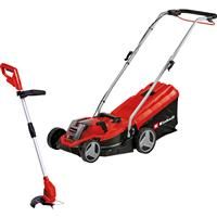 Einhell PXC 18V Cordless Lawn Mower & Grass Trimmer Kit 1 x 4.0Ah in Red Plastic