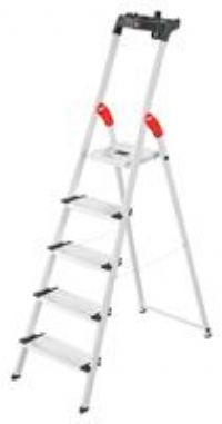 Hailo L80 Aluminium Deep Step Ladder - 5 Tread, Silver