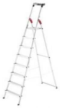 Hailo L60 Aluminium Step Ladder - 8 Tread, Silver