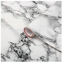 2mX67cm GLOSSY BLACK WHITE MARBLE SELF ADHESIVE STICKY BACK PLASTIC VINYL FABLON