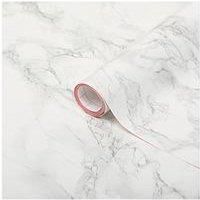 2m x 67.5cm LIGHT GREY WHITE MARBLE STICKY BACK PLASTIC SELF ADHESIVE VINYL FILM