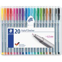 Staedtler 334SB20US Triplus Fineliner Pen - Mixed Colours (pack of 20)