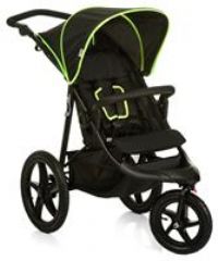 Hauck Runner, Jogger Style, 3-Wheeler, Pushchair with Extra Large Air Wheels, Foldable Buggy, for Children from Birth to 25kg, Lying Position - Black Neon Yellow