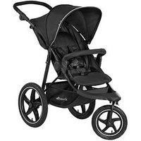 Hauck Runner 2, Jogger Style, 3-Wheeler up to 25 kg, Pushchair with Extra Large Air Wheels, Canopy Rated UPF 50+, Foldable Buggy with Lying Position - Black