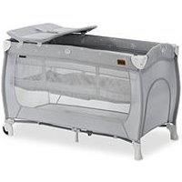 Hauck Travel Cot Set Sleep N Play Center/for Babys and Toddlers from Birth up to 15 kg / 120 x 60 cm/Changing Table / 2nd Level/Wheels/Side Hatch/Foldable/Transport Bag/Stars Grey