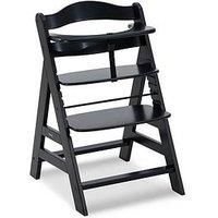hauck Alpha+, Black - Wooden High Chair 6 Months to Adult Sustainable FSC Certified Beechwood Toddler Feeding and Entertainment Chair, Inclusive 5-Point Harness Bumper Bar Crotch Strap