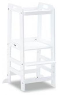 Hauck Learn N Explore Montessori Learning Tower, White - FSC Sustainable Certified Beechwood, 1+ Years, Height Adjustable Kitchen Helper, Bathroom, Cooking (White)