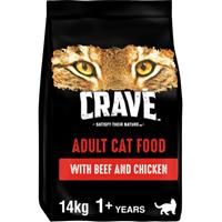 Crave Chicken & Beef 7 kg Bag, Premium Adult Cat Dry Food with high Protein, Grain-free