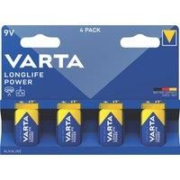 Varta Longlife Power 9V Alkaline Batteries 4 Pack (969YW)