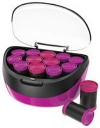 Remington Heated Hair Rollers (Set of 12 velvet flocked rollers in 2 jumbo sizes (35mm & 40mm), Ceramic and Ionic Technology, Wax core, 12 pins and clips included, pink/black) H5670