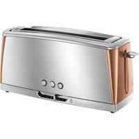 Russell Hobbs Luna Long Slot Toaster, Long Slice or Two Slice Stainless Steel Toaster with Copper Accents and Fast Toasting Technology, 24310