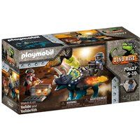 Playmobil 70627 Triceratops Battle for The Legendary Stones Dino Rise Playset, The Perfect Dinosaur Toy for Ages 5-10, Equipped with A Working Safety Net Cannon and Removable Armour