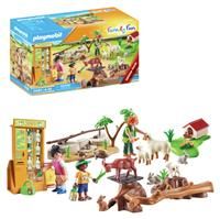Playmobil 71191 Family Fun Petting Zoo, playset with animals, rabbit hutch, a picnic and visitors, toy for Children aged 4+