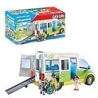 Playmobil 71329 City Life School Bus, Large school bus with sliding door and folding ramp for wheelchair, educational toy, fun imaginative role play, playsets suitable for children ages 4+