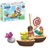Playmobil 71459 JUNIOR & Disney: Moana/'s Sail Boat, with floating flowers and a rooster, sustainable toy made from plant-based plastics, gifting toy, play sets suitable for children ages 1+