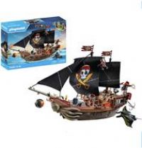 PLAYMOBIL 71530 Pirates: Large Pirate Ship, thrilling sea battle and secret treasure hunt on the high seas, including cannons, projectiles, and anchor, detailed play sets suitable for children ages 4+