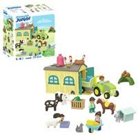 Playmobil 71656 JUNIOR: Farm Adventure with Tractor, Trailer and Animal Friends, educational toy, made from over 90% plant-based plastics, fun playset suitable for children ages 1+